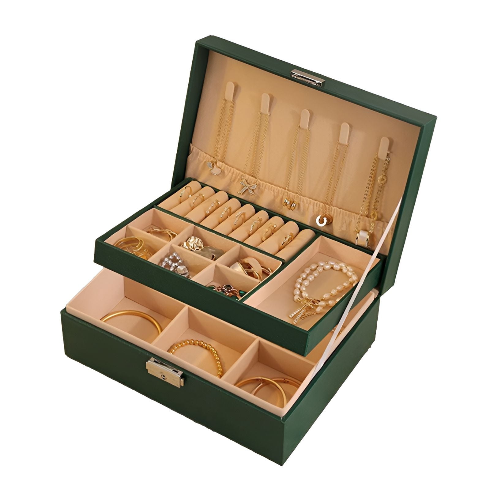 DESIGNICE Jewelry Organizer,Modular Design Allows Storage Expansion Jewelry Box Organizer,Dedicated Ring Slots for Safekeeping Jewelry Organizer Box,Green