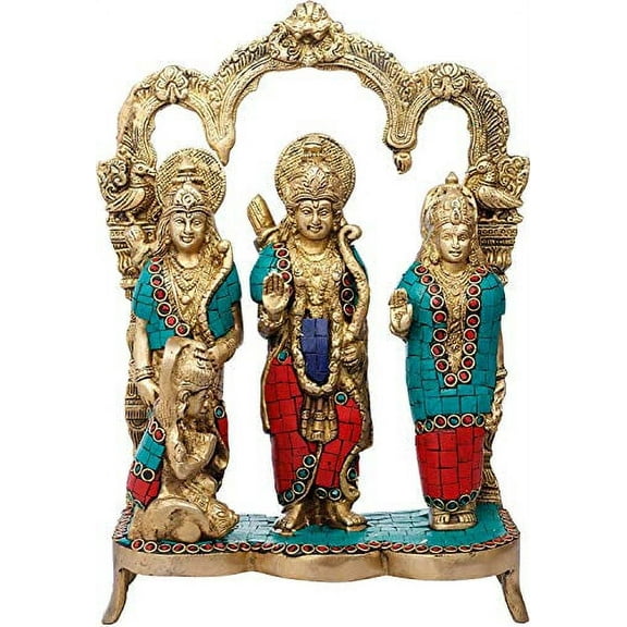 Exotic India Lord Rama, Lakshman and Goddess Sita (Ram Darbaar) - Brass