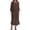 Coffee, variant on ZHOGXU Stylish Womens Midi Dresses Solid Color Round Neck Long Sleeve Regular Fit Ruffle Hem Weekend Outdoor Wear