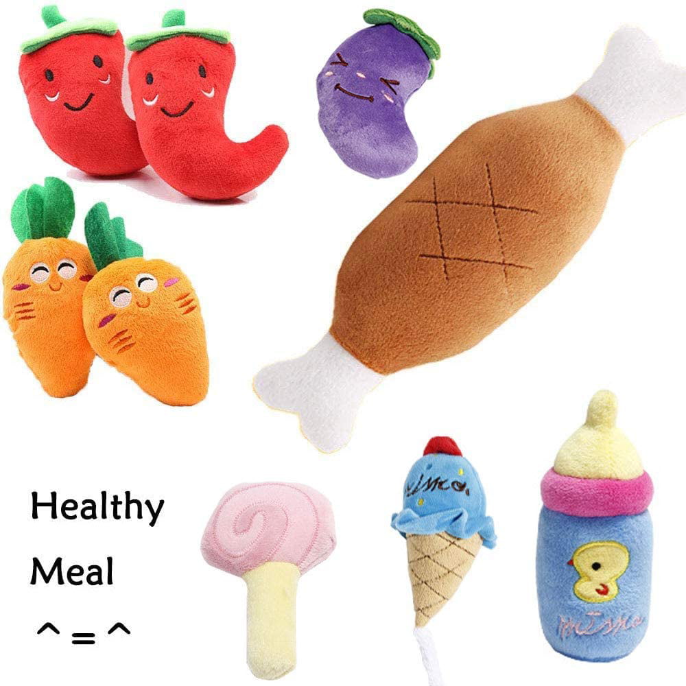Playing Games Interacting with Kids 7 Pcs Cute Dog Toys Set Funny Dog Chew Toys Sound Reducing Dogs Loneliness Plush Dog Squeaky Toys Set Protecting Furniture