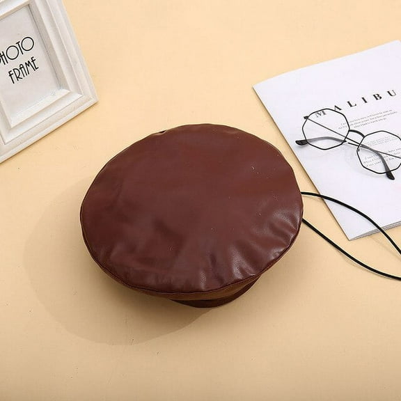 CoCopeanut 2021 New Beret Cap Fashion Women Casual PU Leather Beret Hat for Women Autumn Winter Retro Beanie Caps Hot Lady Solid Color Cap