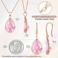 thumbnail image 5 of Linawe Rose Gold Pink Jewelry Sets, Crystal Pendant Necklace Set Pink Earrings Dangling Imitation Diamond Rhinestone Cubic Zirconia Birthstone Teardrop Dangle Matching Wedding Set, 5 of 7