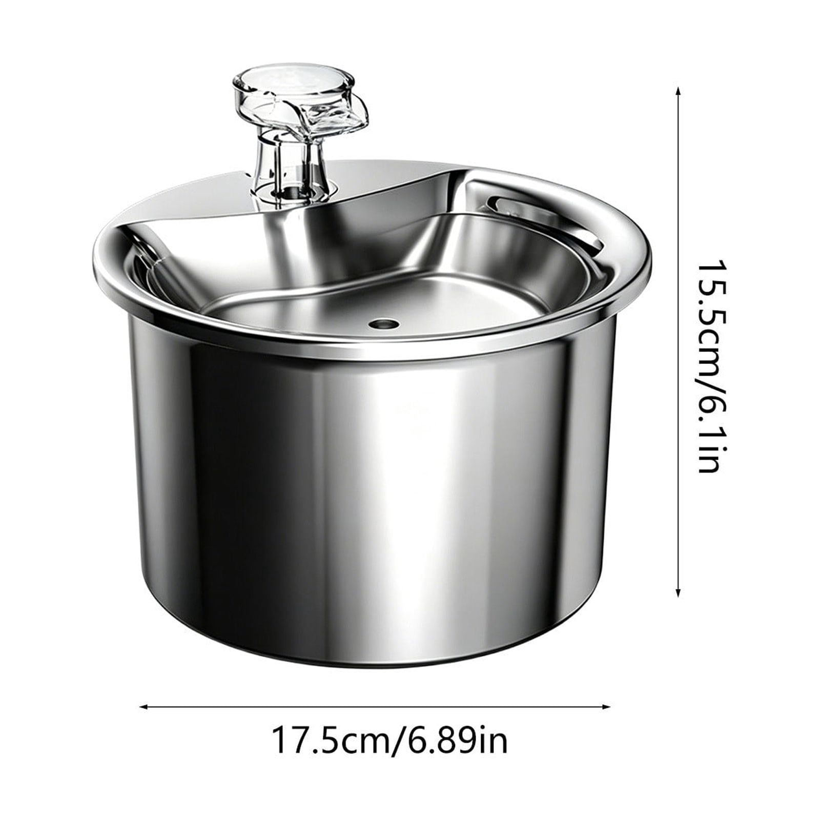 Automatic Pet Water Dispenser, USB Powered Stainless Steel Circulating Fountain with Filter, Flowing Water Feeder to Encourage Cats and Dogs to Drink Silver