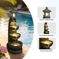 thumbnail image 3 of mdj pottery 35.4 Inch Tall Resin Outdoor Water Fountain, 4-Tier Cascading Fountain with LED Lights and Lantern Top, for Patio, Garden, Backyard Decor - Grey, 3 of 7