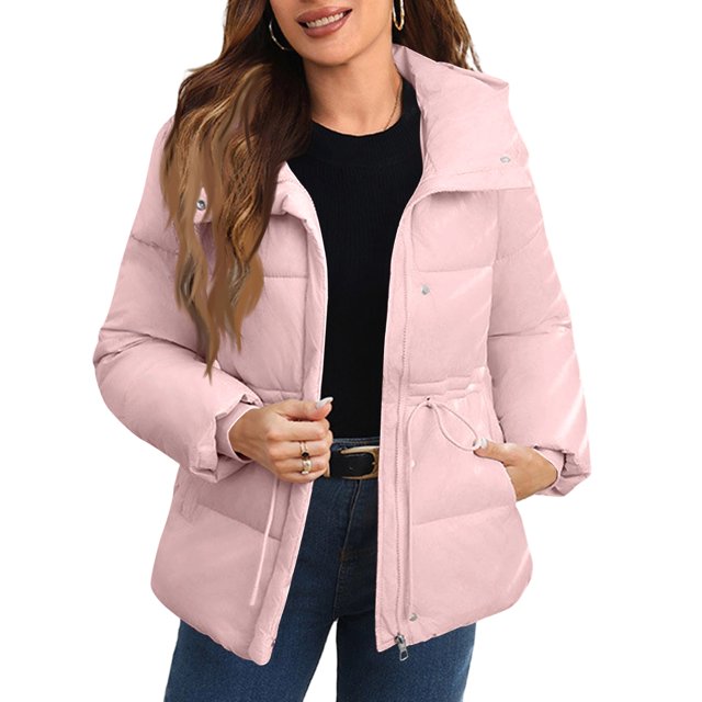 Womens Length Parka, Solid Color Oversized Hooded Extreme Warmth, Ultimate Winter Coat for Freezing Weather & Northern Climate LivingPinkM