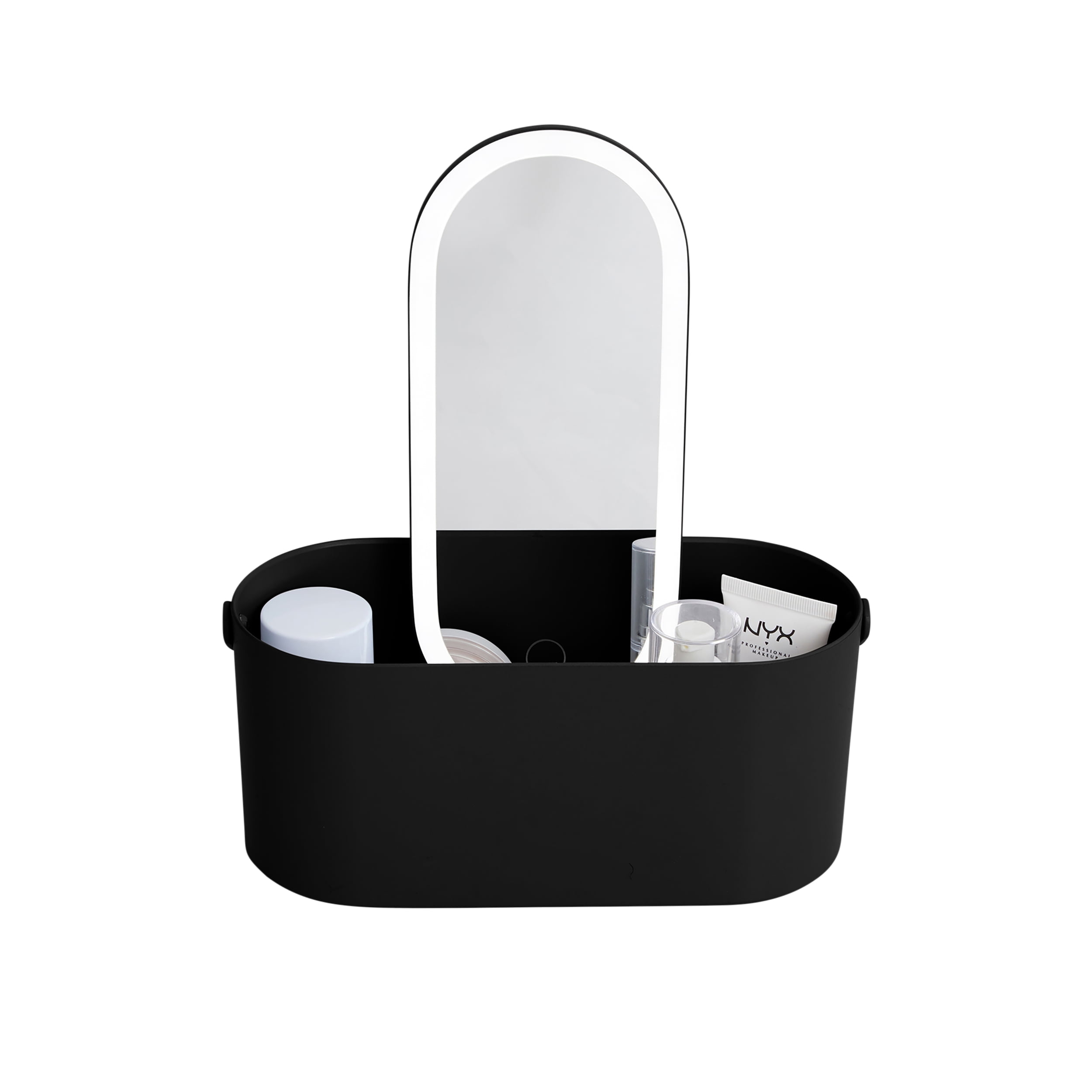 Thinkspace Beauty Storage Organizer with LED Mirror, Black