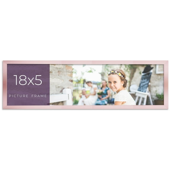 18x5 Frame Pink Real Wood Picture Frame Width 0.75 inches | Interior Frame Depth 0.5 inches | Rose