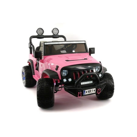 Power Wheels 12 Volts CarZ4KidS 12 Volt Explorer Truck Battery Powered Led Wheels 2 Seater Children Ride On Toy Car For Kids Leather Seat MP3 Music Player with FM Radio Bluetooth R/C Parental Remote | PINK ()