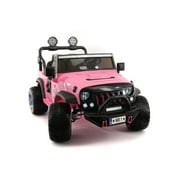 CarZ4KidS 12 Volt Explorer Truck Battery Powered Led Wheels 2 Seater Children Ride On Toy Car For Kids Leather Seat MP3 Music Player with FM Radio Bluetooth R/C Parental Remote | PINK