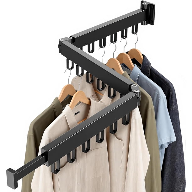 Secador de Ropa Montado en Pared Secador de Ropa Plegable con 18 Ganchos para Uso Interior y Exterior en Lavandería Baño y Balcón