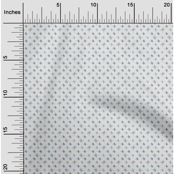 oneOone Cotton Poplin Medium Blue Fabric Line & Dot Small Sewing Craft Projects Fabric Prints by Yard 42 Inch Wide