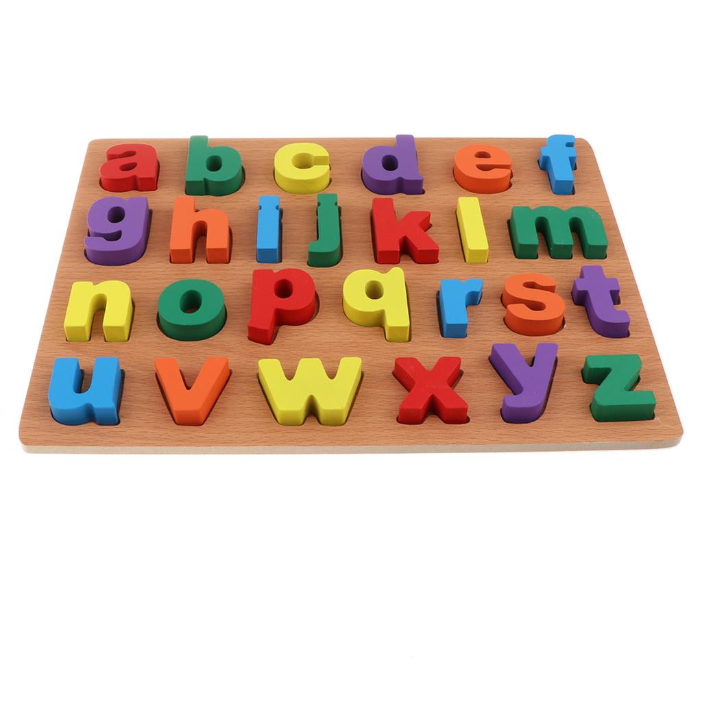 Wooden Alphabet Puzzle Board with Big Bright Color Letters- Colorful