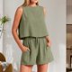 thumbnail image 3 of Conjuntos Cortos Sin Mangas Top sin mangas para mujer Conjuntos cortos Botón Suelto Moda Simple Sólido (Verde XL) Cgtredaw para Mujer Verde T S, 3 of 6