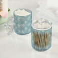 thumbnail image 2 of Yayeee 2 Pack Qtip Holder Bathroom Cotton Swab Canister with Lid Clear Dispenser Set, Gray Snowflake, 2 of 6