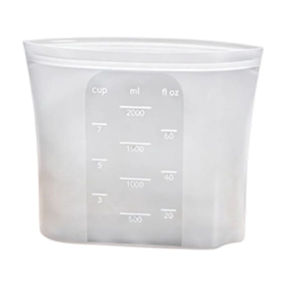 Kafsov Reusable Silicone Food Storage Bags 4-Pack Stand-Up with Measurement Marks, Airtight Seal, Microwave & Freezer Safe White
