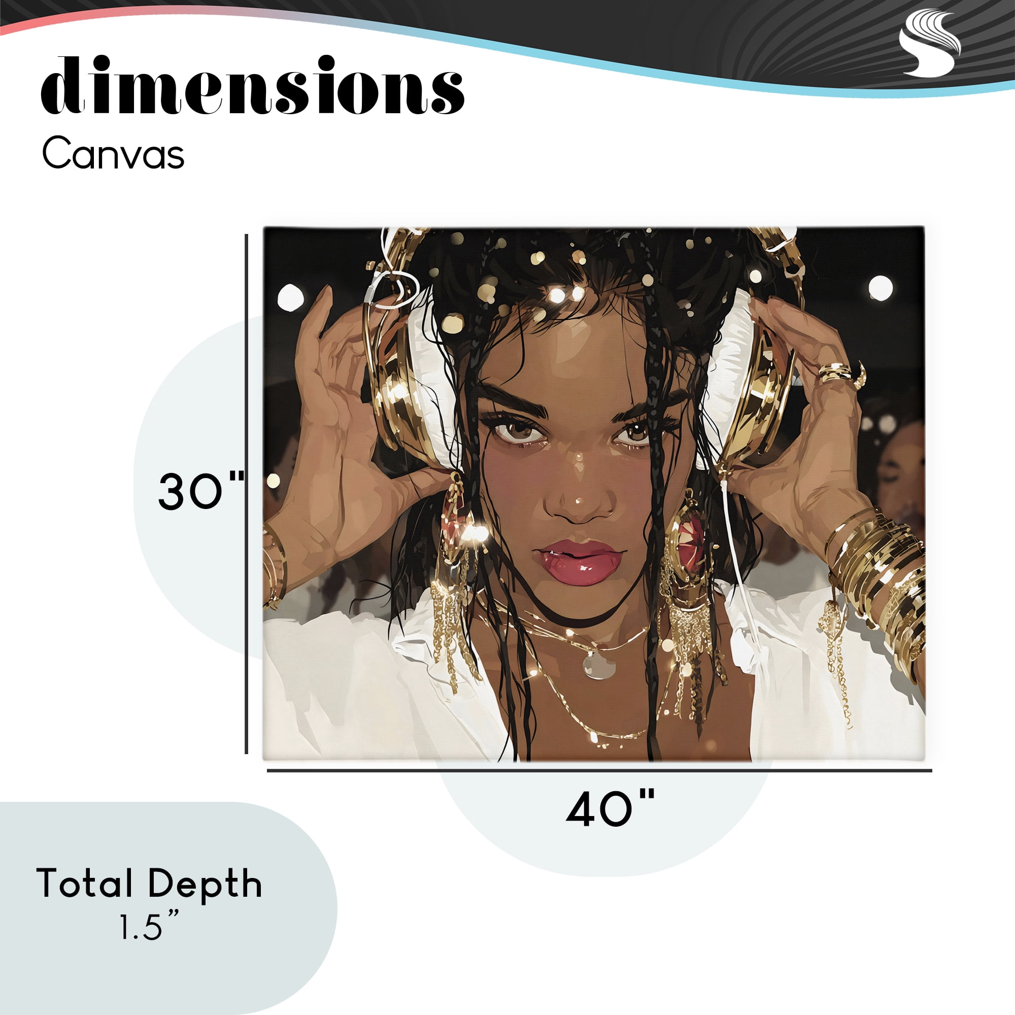 Stupell Industries Gold Headphones Glam Female Canvas Wall Art, design by Franklyn Gregory