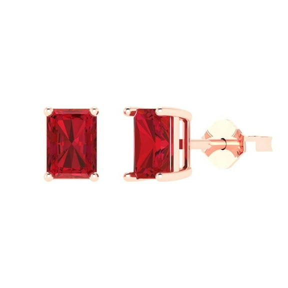 Clara Pucci 1Ct Tourmaline Emerald Cut VVS1 Push Back Stud 18k Solid hypoallergenic Gold Designer Earrings For October