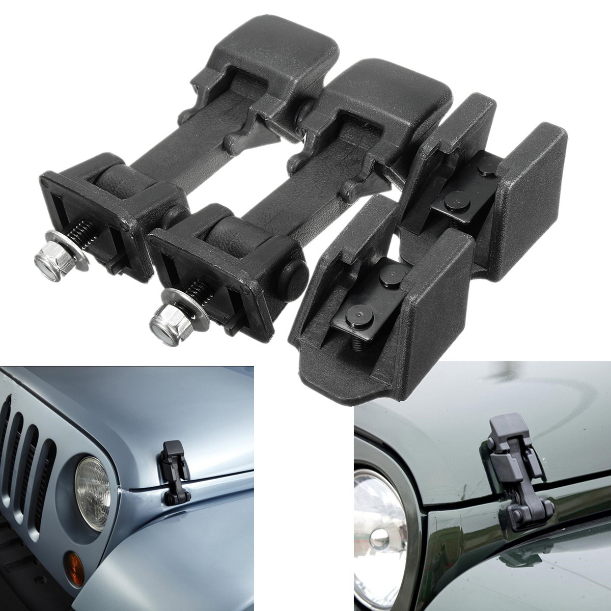Engine Hood Latches 2PCs Set Hood Catch Racing Hood Pin Brackets Latch