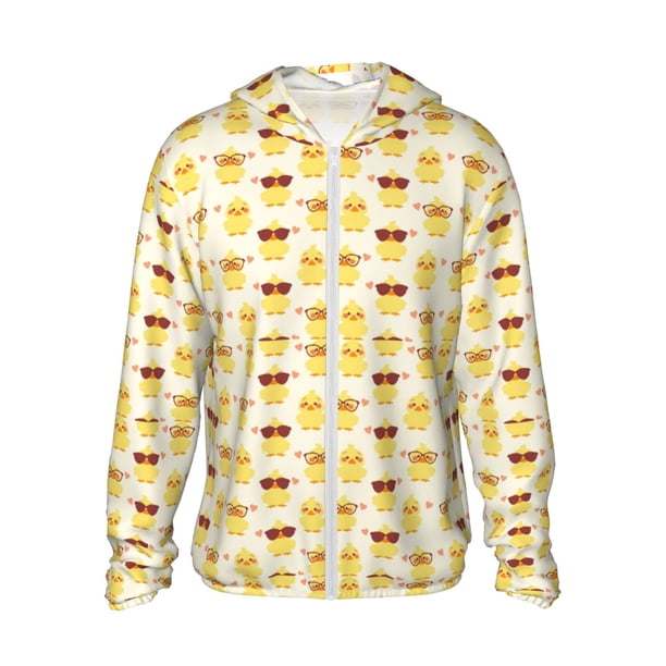 Balery Cute Yellow Duck Sudadera ligera de manga larga con capucha y protección solar UPF 50+ para hombre y mujer, ideal para pesca y running-X-Large