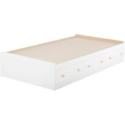 South Shore Summertime Twin Storage Bed (39'') with 3 Drawers, White and Maple