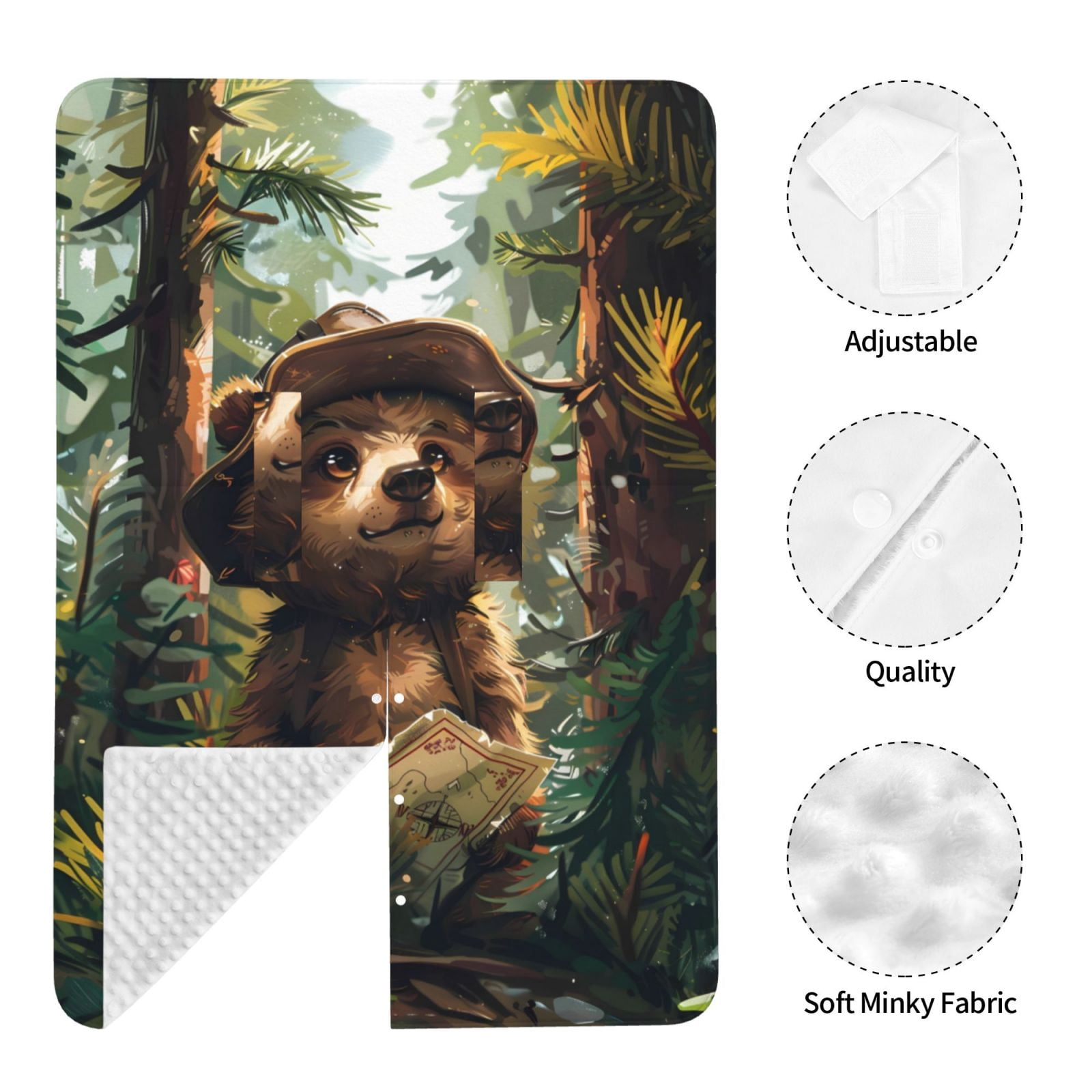 Naloa Jungle Hat Bear Baby Car Seat Cover, Breathable Baby Carrier Cover, Multiuse Baby Carrier Cover & Nursing Breastfeeding Cover