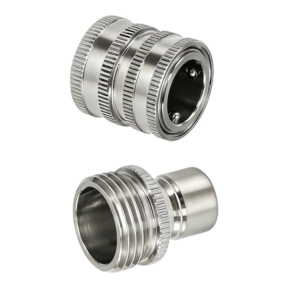 ZHZFKQ Garden Hose Quick Connect,3/4" Quick Connect Hose Fittings,Stainless Steel Hose Bib Hose Connector,Silver