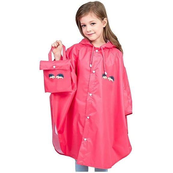 Comdrip Toddler Poncho Kids Cute Rain Coat Toddler Boys Girls Waterproof Raincoat Jacket Poncho 2-12 Years Raincoats for Kids Red 2XL