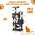 thumbnail image 4 of Quuzee 55-in Cat Tree Tower with Double Condo,Scratching Post Hammock,Somky Gray, 4 of 9
