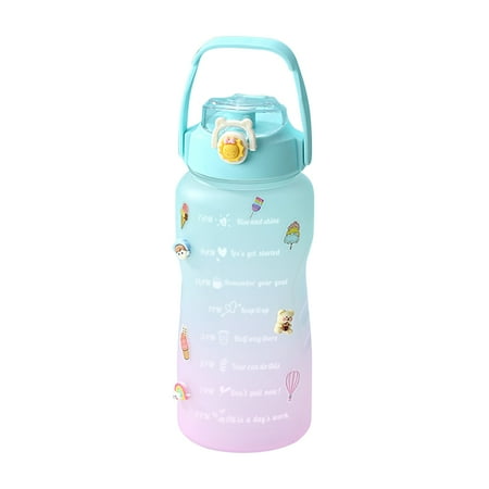 

PabJUT Water Bottle with Time Scale Travel Bottles with Straw Gradient Color Large Capacity for Girl Outdoor Camping