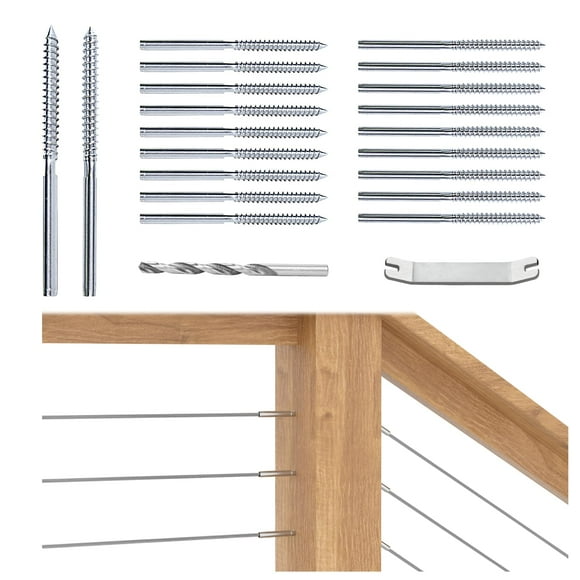 Kit de herrajes para barandas de cables Muzata, paquete de 20 unidades, acero inoxidable T316