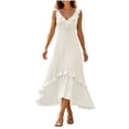 thumbnail image 2 of Aimik Women's Sleeveless V-Neck Ruffle Maxi Dress High Low Hem Tiered Flowy Romantic Summer Beach Dress, 2 of 5