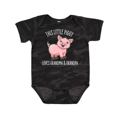 

Inktastic This Little Piggy Loves Grandma and Grandpa- Cute Gift Baby Boy or Baby Girl Bodysuit