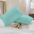 thumbnail image 2 of Turquoise Lumbar Pillow Covers 20x12 Inch Set of 2, Farmhouse Burlap Solid Teal Color Modern Linen Texture Waterproof Outdoor Pillow Covers, Decorative Cushion Pillowcases for Couch, Sofa, Bed, Patio, 2 of 9