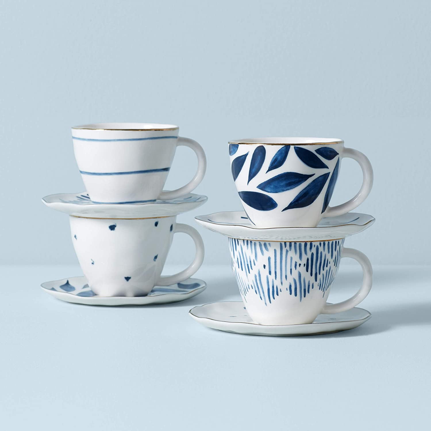 Lenox Blue Bay 8-Piece Espresso Cup & Saucer Set