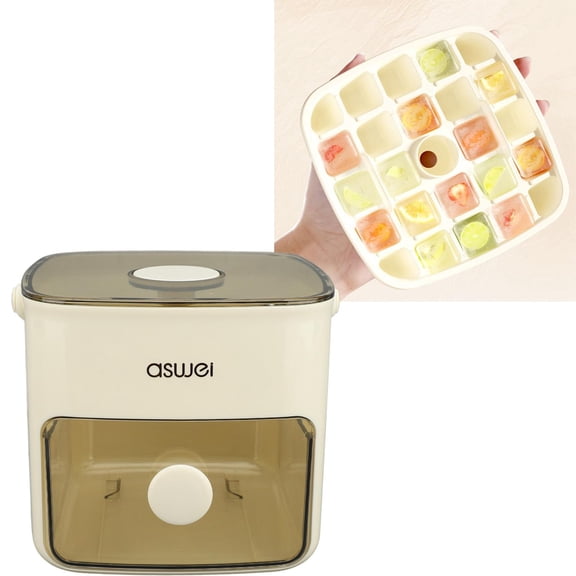 YAHHU Large Capacity Press Ice Cube Tray with One‑Button Release, Stackable Lids, Multipurpose Freezer Bin
