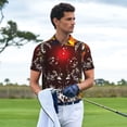 thumbnail image 4 of Daiia Wolf With Wildflowers Pattern Men’s Polo Shirts,Solid Deck Shirt,Classic Fit, Breathable Cotton Polo for Casual and Sport Wear-4X-Large, 4 of 7