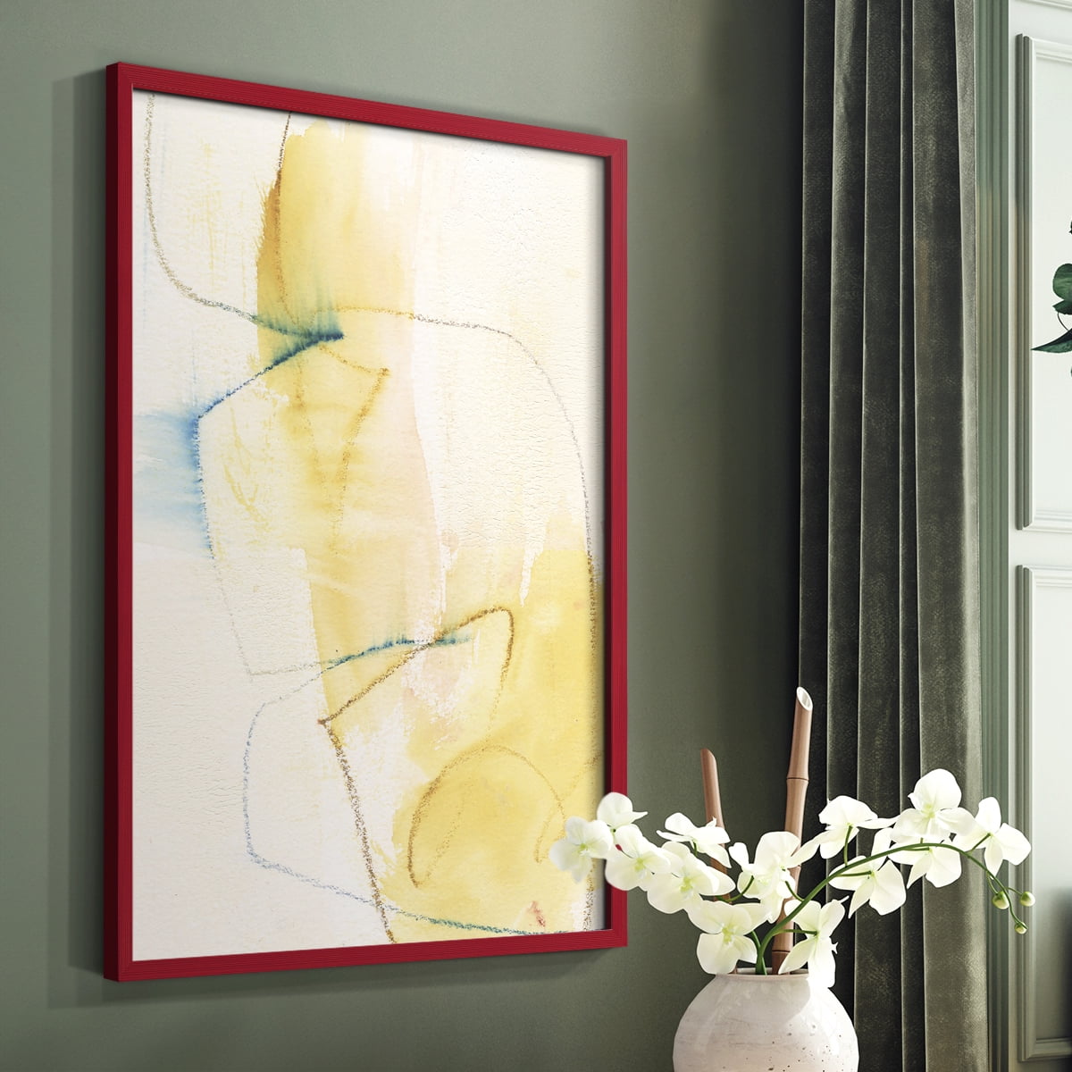 Barxan I Framed Print in Red Solid Wood Framed Print No Nail Hanging