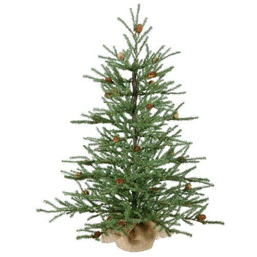 Vickerman 36" Carmel Pine Artificial Christmas Tree with Cones and Burlap Base 