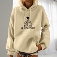 thumbnail image 2 of Odeerbi Christmas Hoodied Sweatshirt For Women Print Long Sleeve Pocket 2024 Casual Pullover Shirt Blouse Beige, 2 of 5