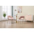 thumbnail image 3 of Accent Chairs Set of 2, Mid-Century Velvet Upholstered Dining Chairs with Curved Backrest and Golden Metal Legs, 2-Piece Single Side Chairs for Living Room, Bedroom, Kitchen and Dining Room, Pink, 3 of 7