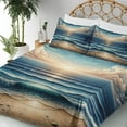 thumbnail image 3 of Ambesonne Seascape Fitted & Top Sheet Set with Shams, Fish Eye Effect Oceanic, Blue Pale Brown, 3 of 5