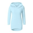 thumbnail image 4 of MDUKONU Womens Fuzzy Hoodies Cozy Oversized Long Sleeve Pullover Lightweight Hooded Winter Sweatshirt Light Blue S, 4 of 7