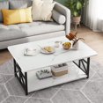 thumbnail image 1 of Coffee table, modern coffee table with storage shelf, marble coffee table for living room, center table, coffee table, white, 1 of 7