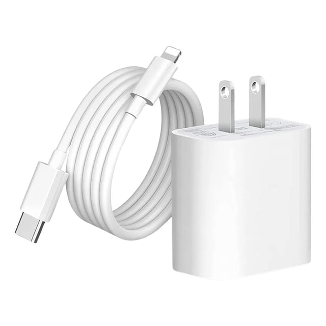 Cargador Para Iphone Cubo de 20w + Cable USB-C a Lightning 2 Metros Carga Rapida Blanco.