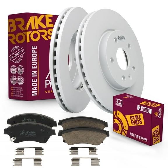 Metrix Premium Chassis Parts - Front Ceramic Disc Brake Pad Set & Vented Brake Rotor Kit Fits 2011-2015 Chevrolet Cruze, 2016 Chevrolet Cruze Limited, 2012-2017 Sonic, Made in Europe
