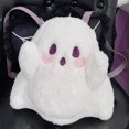 thumbnail image 4 of Girls Casual Knapsack Ghost Shape Vintage Backpack Furry Rucksack (White), 4 of 10