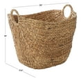 thumbnail image 4 of DecMode Large and Wide Seagrass Woven Wicker Storage Basket with Ring Handles, Natural Brown Finish, for Rustic or Coastal Decorative Accent, 20"L x 18"W x 19"H, 4 of 12