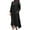 Black, variant on Fesfesfes Women Linen Robe Round Neck Loose Mu-slim Dress Pockets Long Sleeve Solid MId-Calf Long Dress
