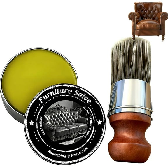 1PCS Furniture Salve & Brush, 8oz Leather and Wood Furniture Salve with Brush for Home, Sofa, Car Seats