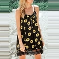 thumbnail image 3 of SDJMa Women Summer Casual T Shirt Dresses Women's Fashion Casual Sunflower Print Lace Splicing Sling Sleeveless Dress, 3 of 7
